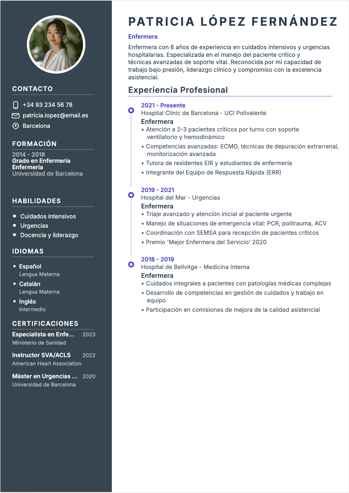 Enfermero Confirmé - CV Enfermero