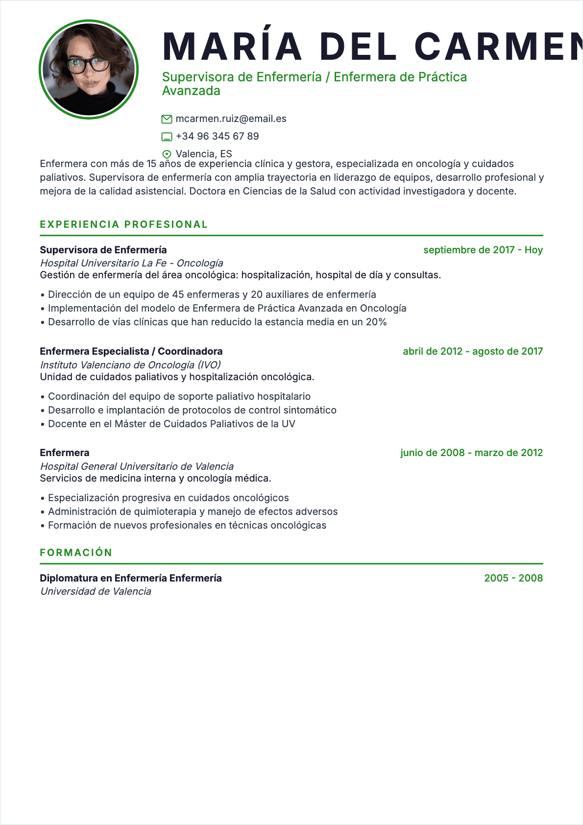 CV Enfermero Senior - CV Enfermero