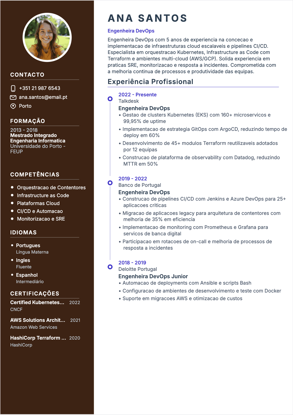 CV Engenheiro DevOps Confirmé - CV Engenheiro DevOps