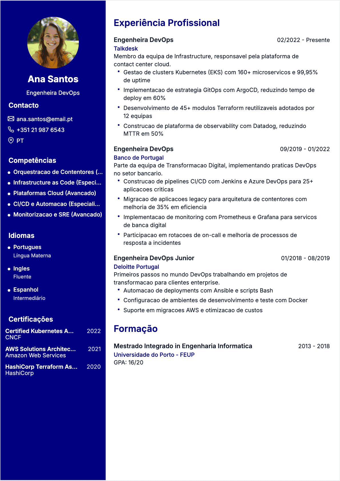 CV Engenheiro DevOps Confirmé - CV Engenheiro DevOps