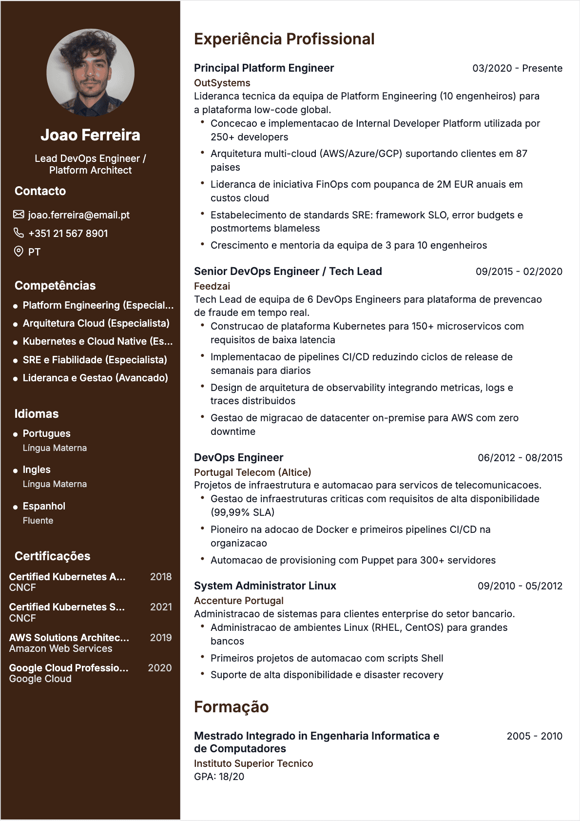 CV Engenheiro DevOps Senior - CV Engenheiro DevOps