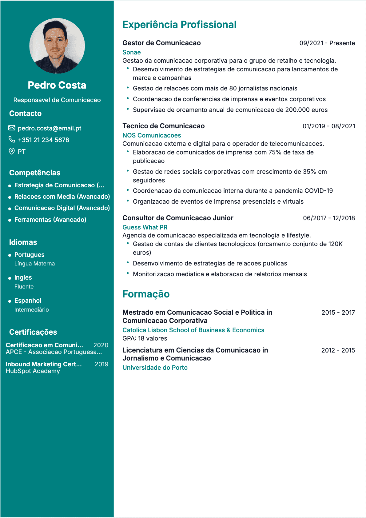 Especialista em comunicação Confirmé - CV Especialista em comunicação