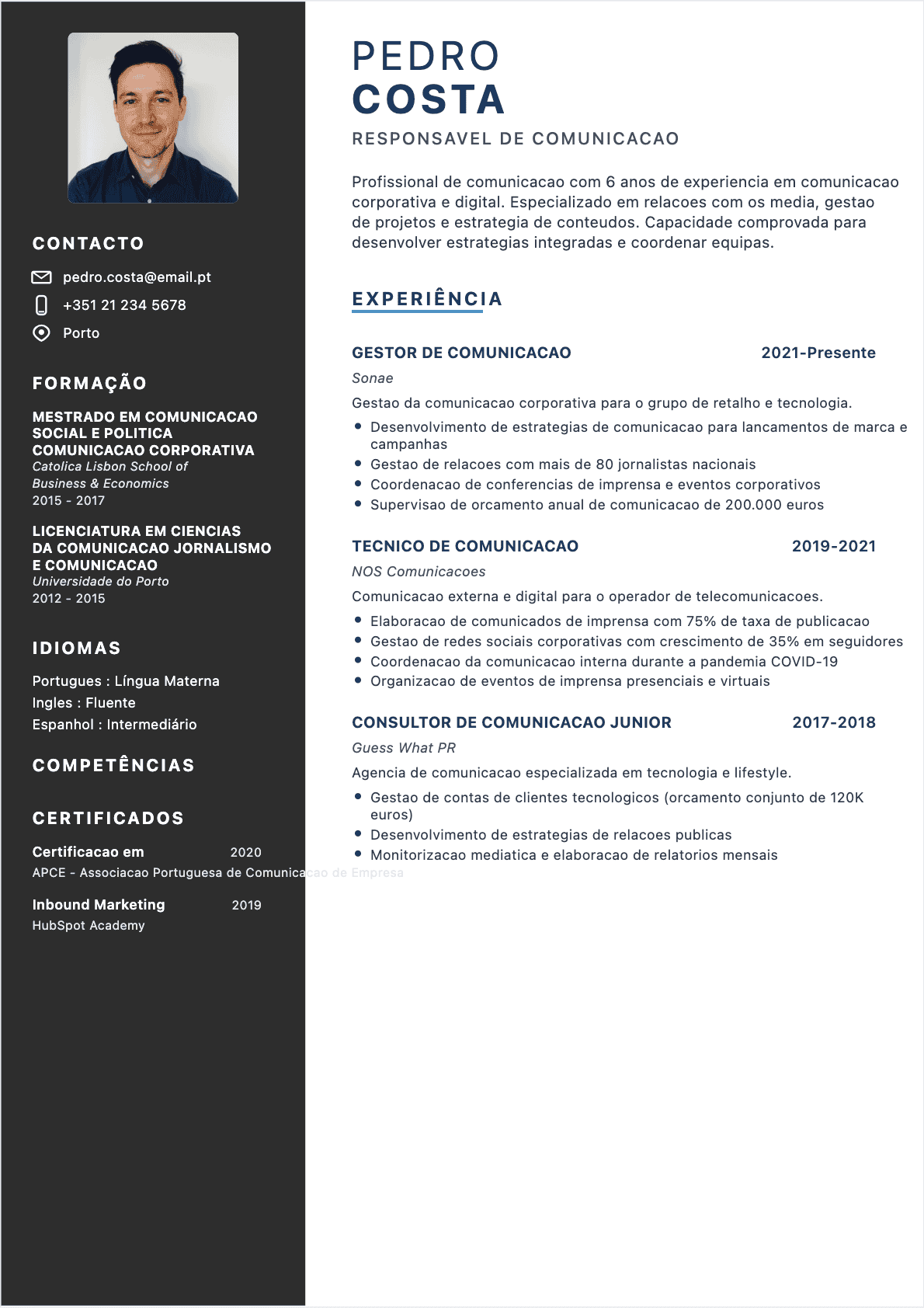 Especialista em comunicação Confirmé - CV Especialista em comunicação