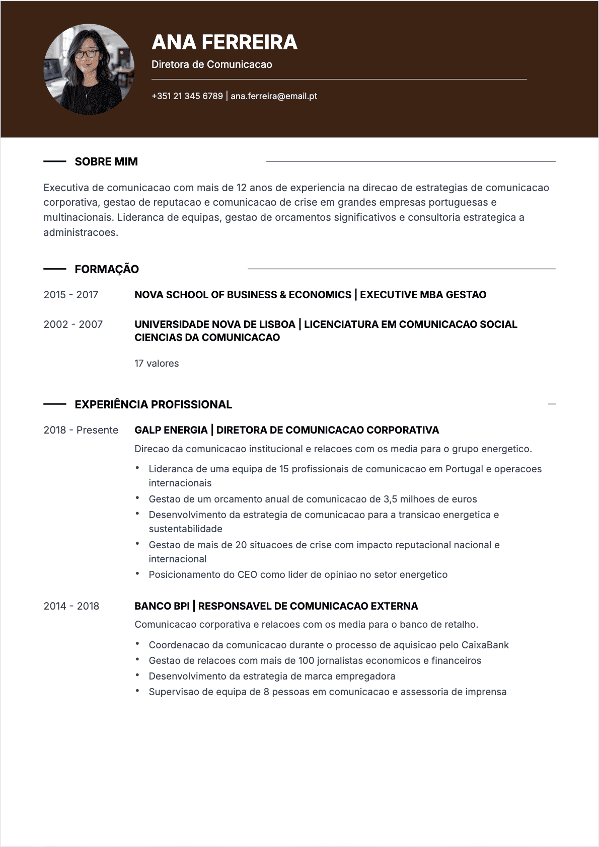 CV Especialista em comunicação Senior - CV Especialista em comunicação
