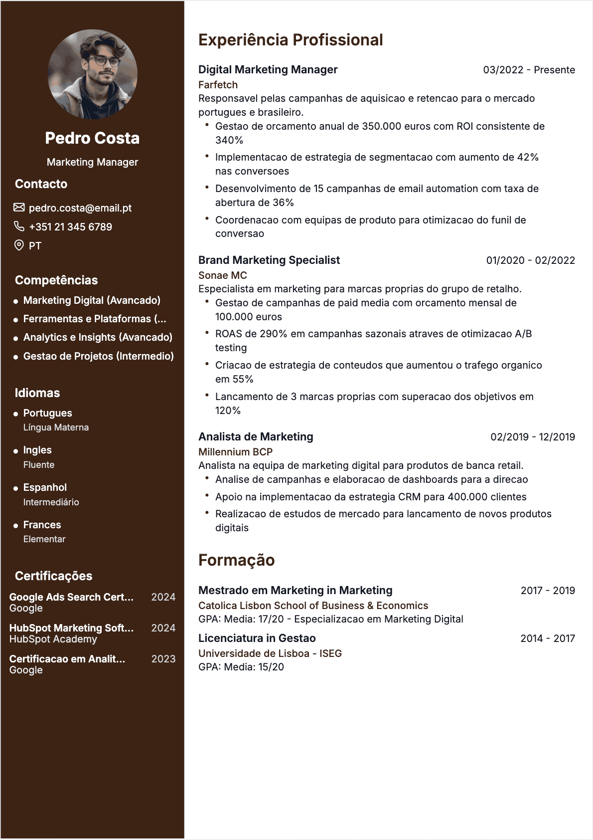 CV Especialista em marketing Confirmé - CV Especialista em marketing