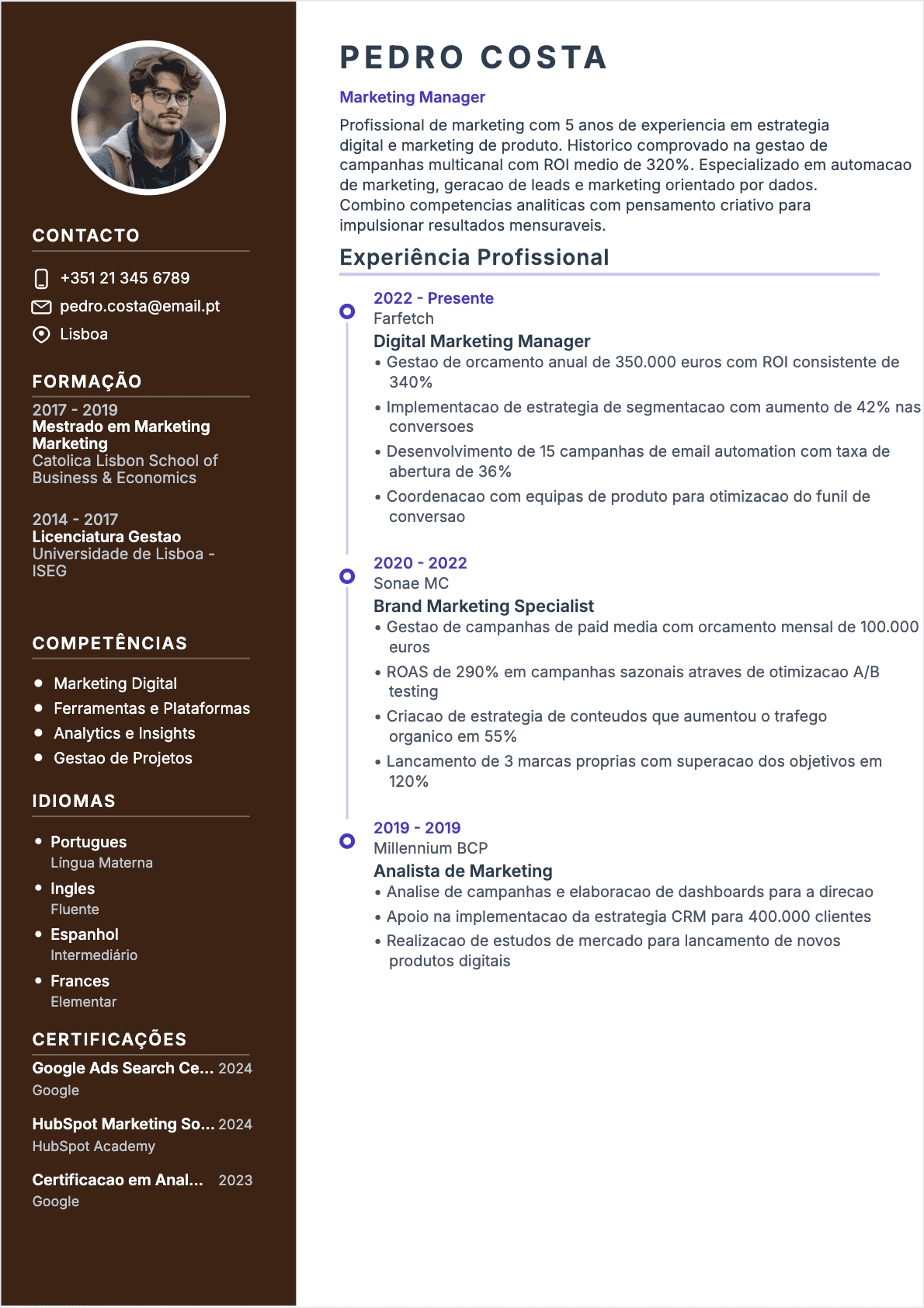 CV Especialista em marketing Confirmé - CV Especialista em marketing