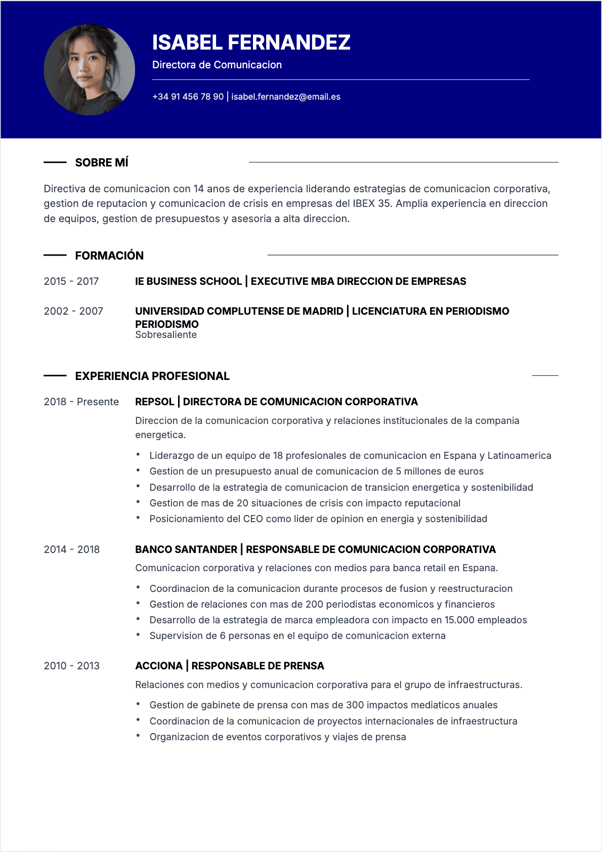 CV Especialista en comunicación Senior - CV Especialista en comunicación