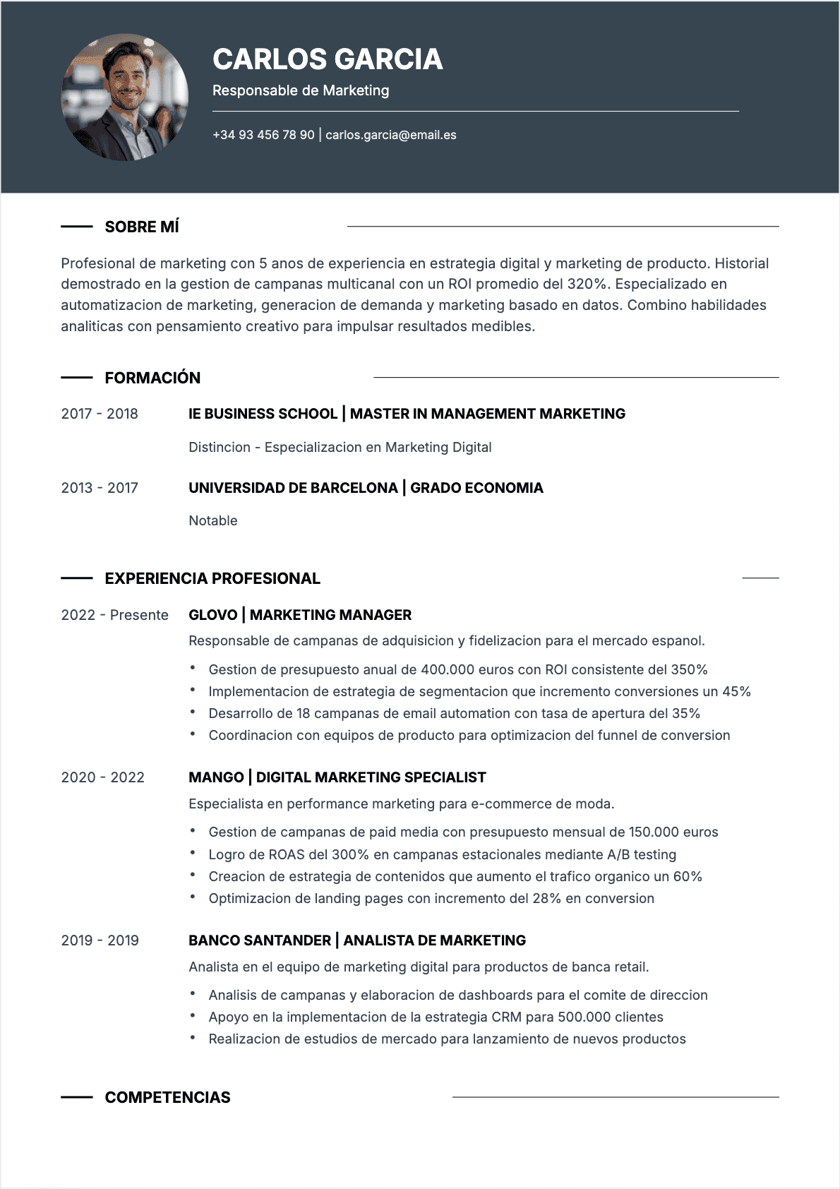 CV Especialista en marketing Confirmé - CV Especialista en marketing