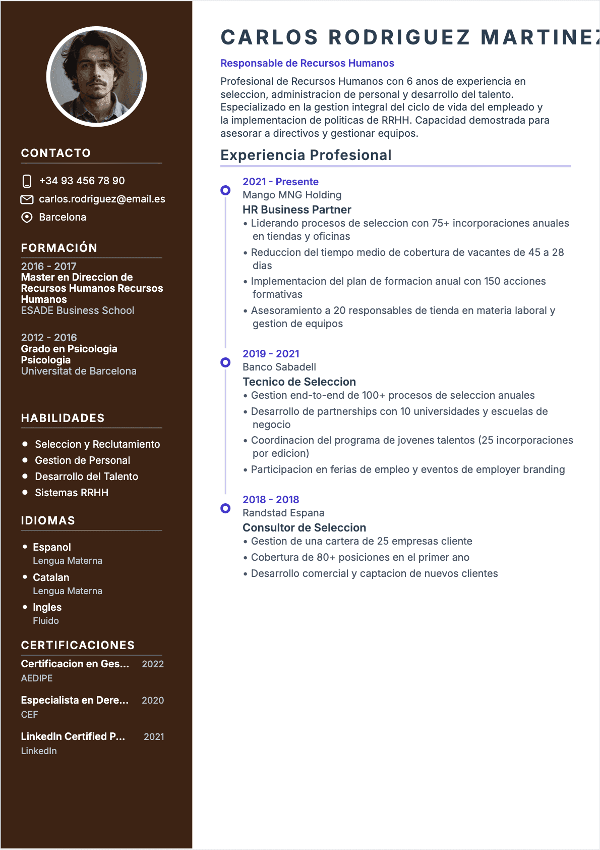 CV Especialista en RRHH Confirmé - CV Especialista en RRHH