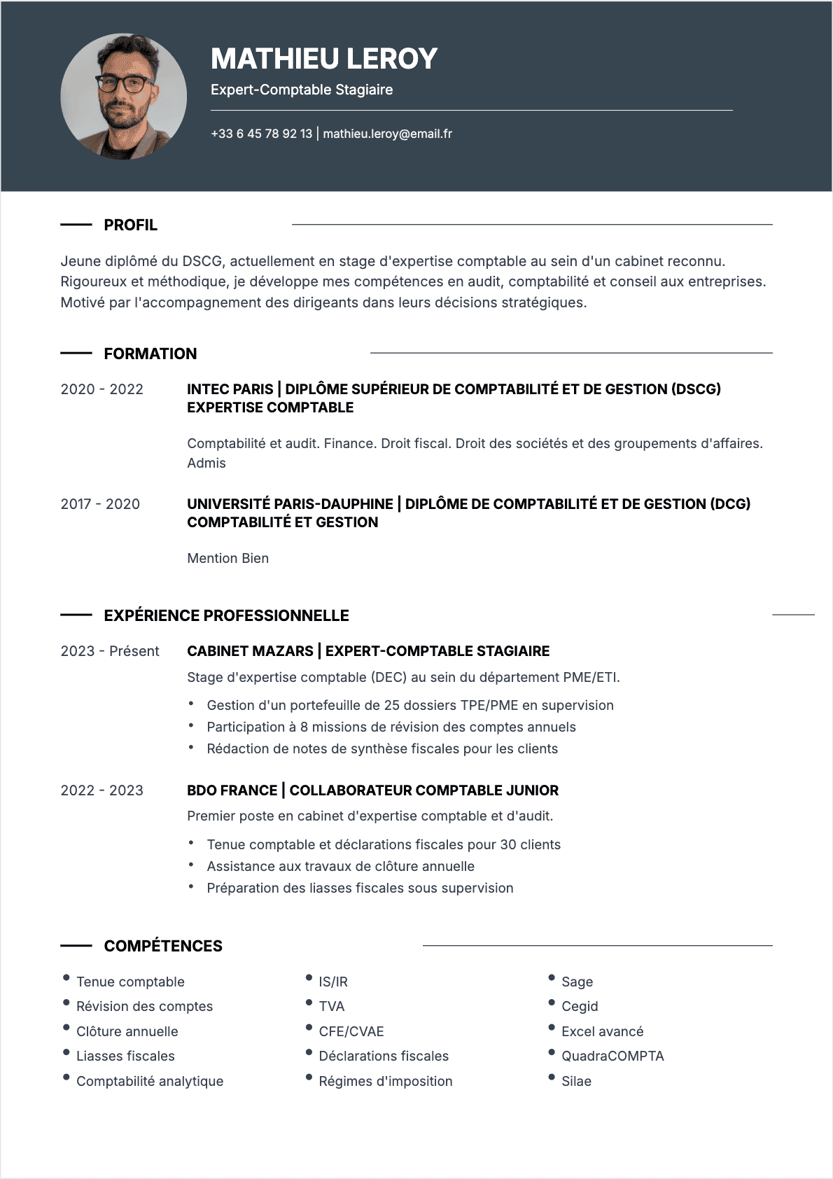 Expert-comptable Junior - CV Expert-comptable