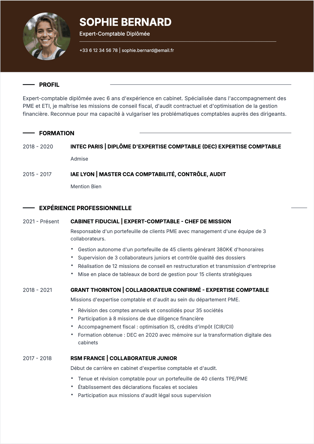 Expert-comptable Confirmé - CV Expert-comptable