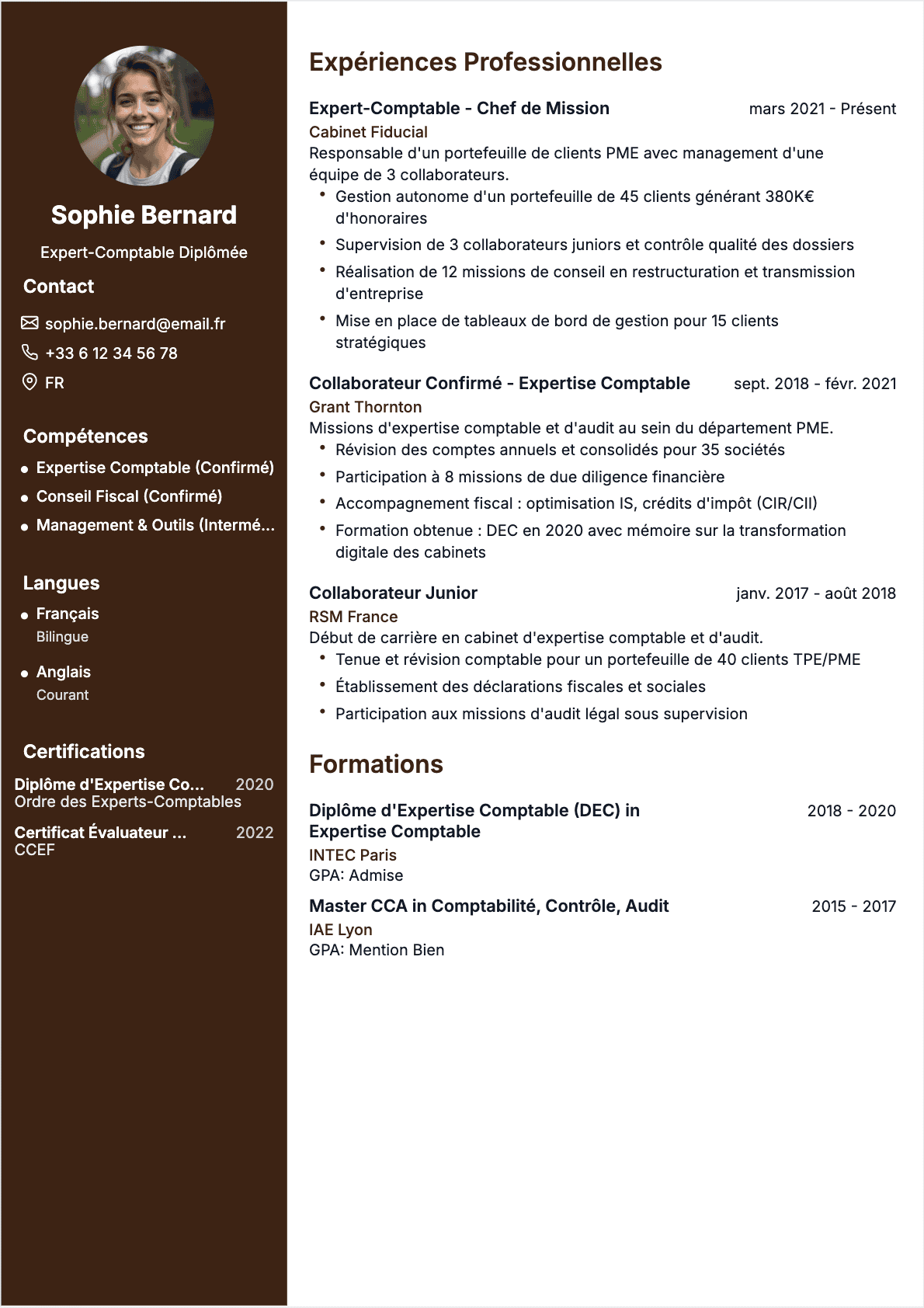 Expert-comptable Confirmé - CV Expert-comptable