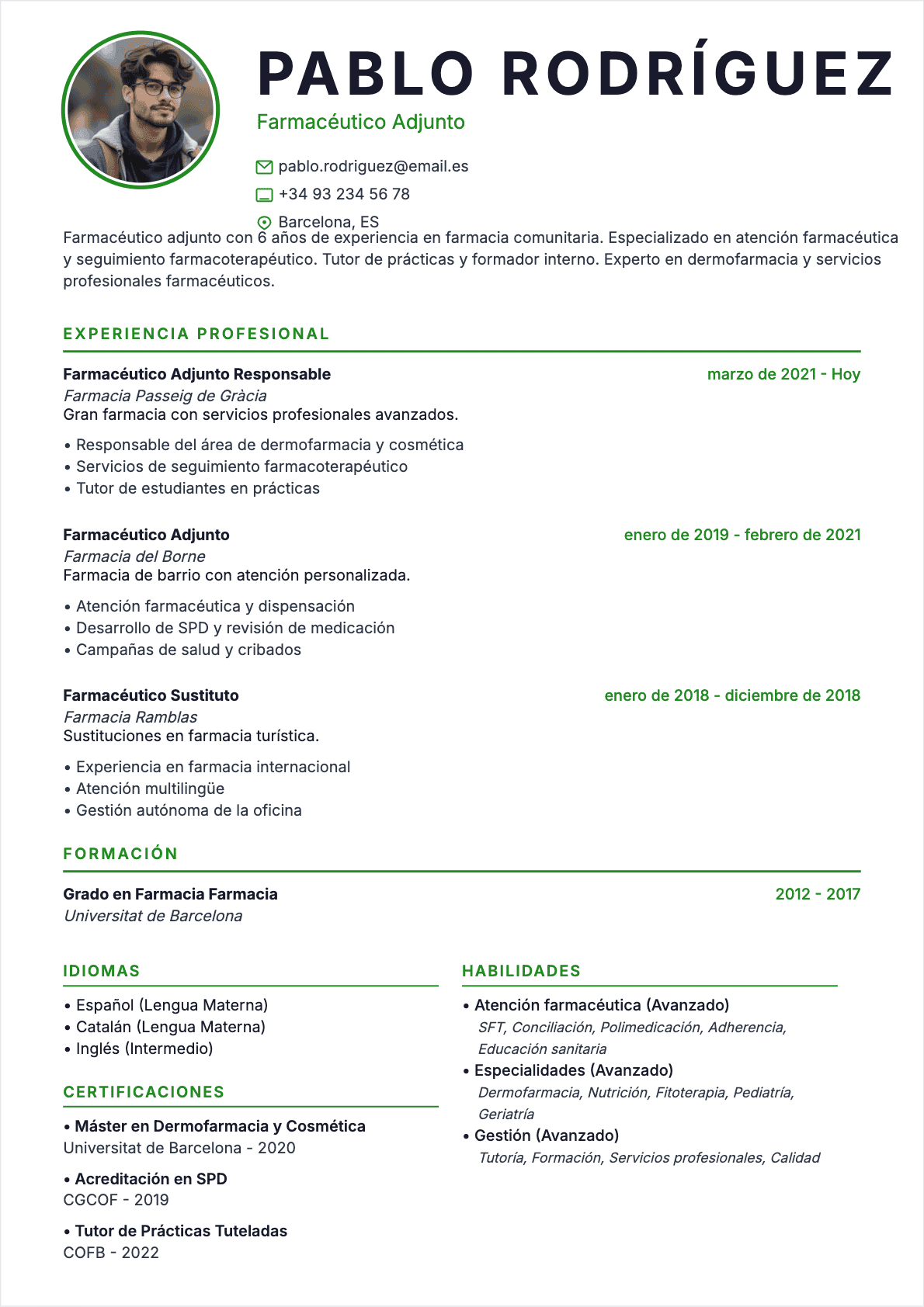 Pharmacist Confirmé - CV Pharmacist