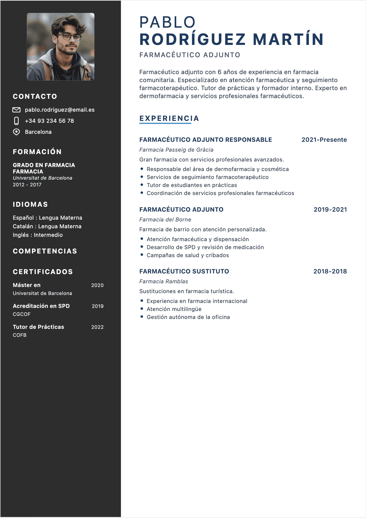 Pharmacist Confirmé - CV Pharmacist