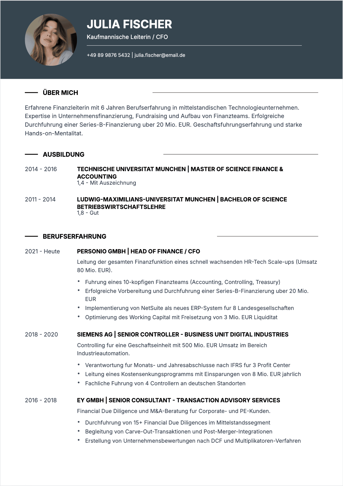 CV Finanzvorstand Confirmé - Finanzvorstand Lebenslauf