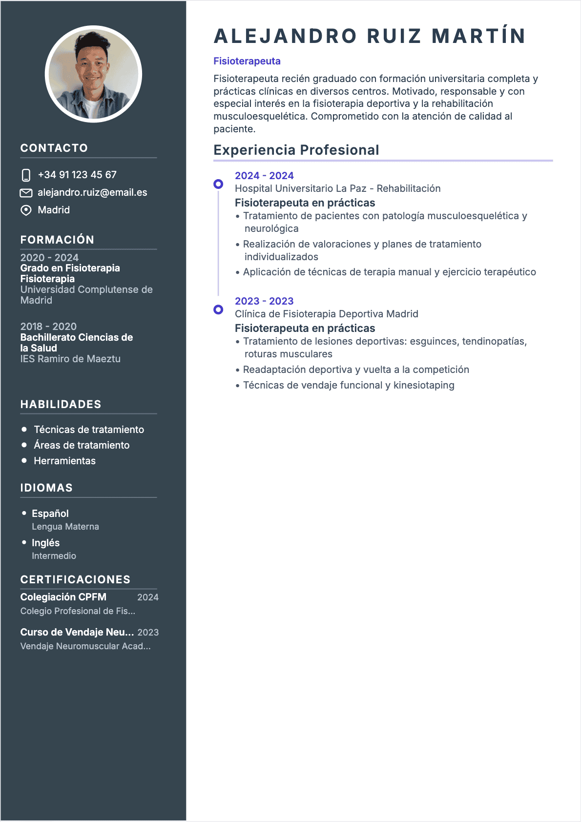CV Fisioterapeuta Junior - CV Fisioterapeuta