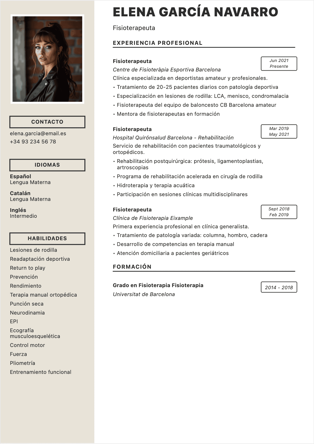 CV Fisioterapeuta Confirmé - CV Fisioterapeuta