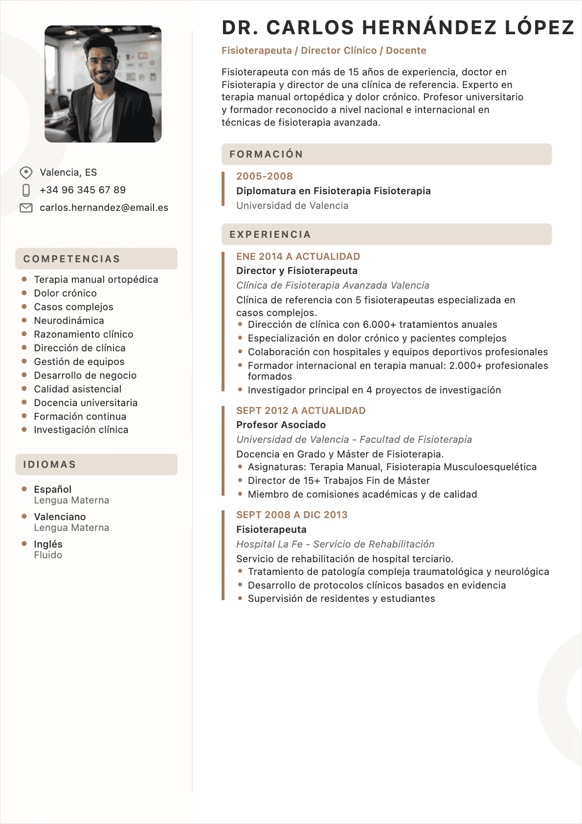 CV Fisioterapeuta Senior - CV Fisioterapeuta