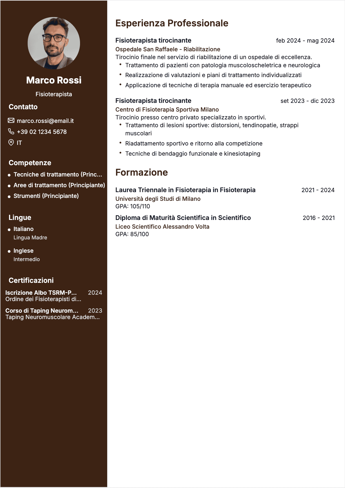 Fisioterapista Junior - CV Fisioterapista