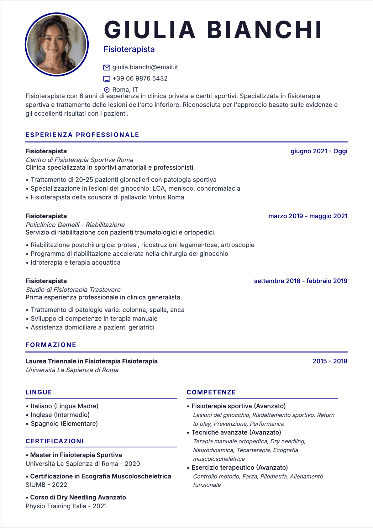 CV Fisioterapista Confirmé - CV Fisioterapista