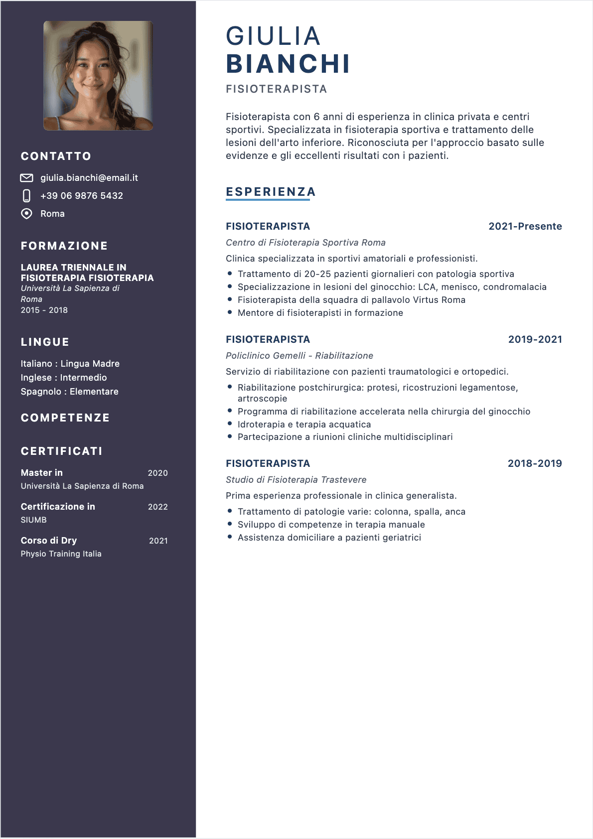 Fisioterapista Confirmé - CV Fisioterapista