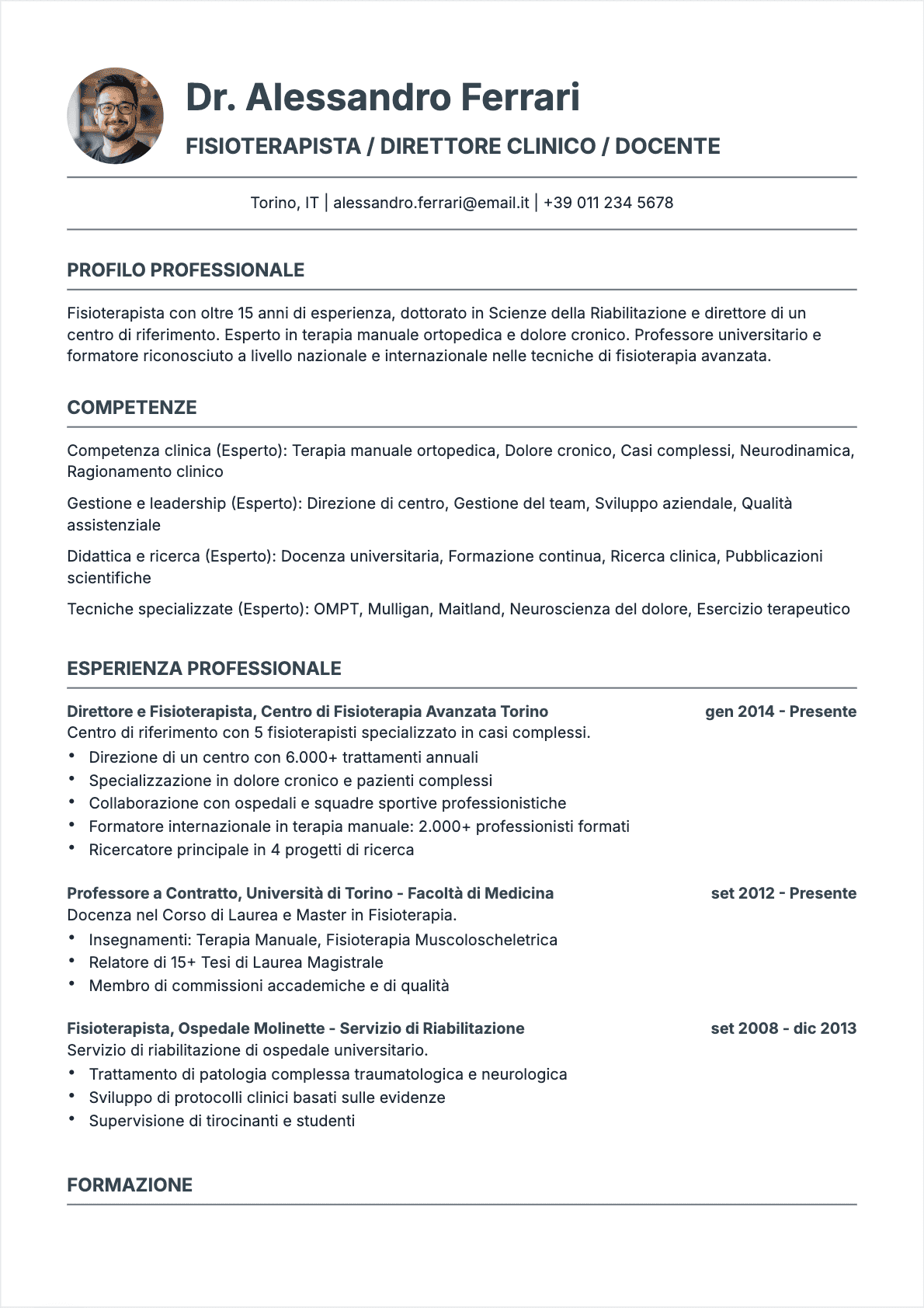 Fisioterapista Senior - CV Fisioterapista