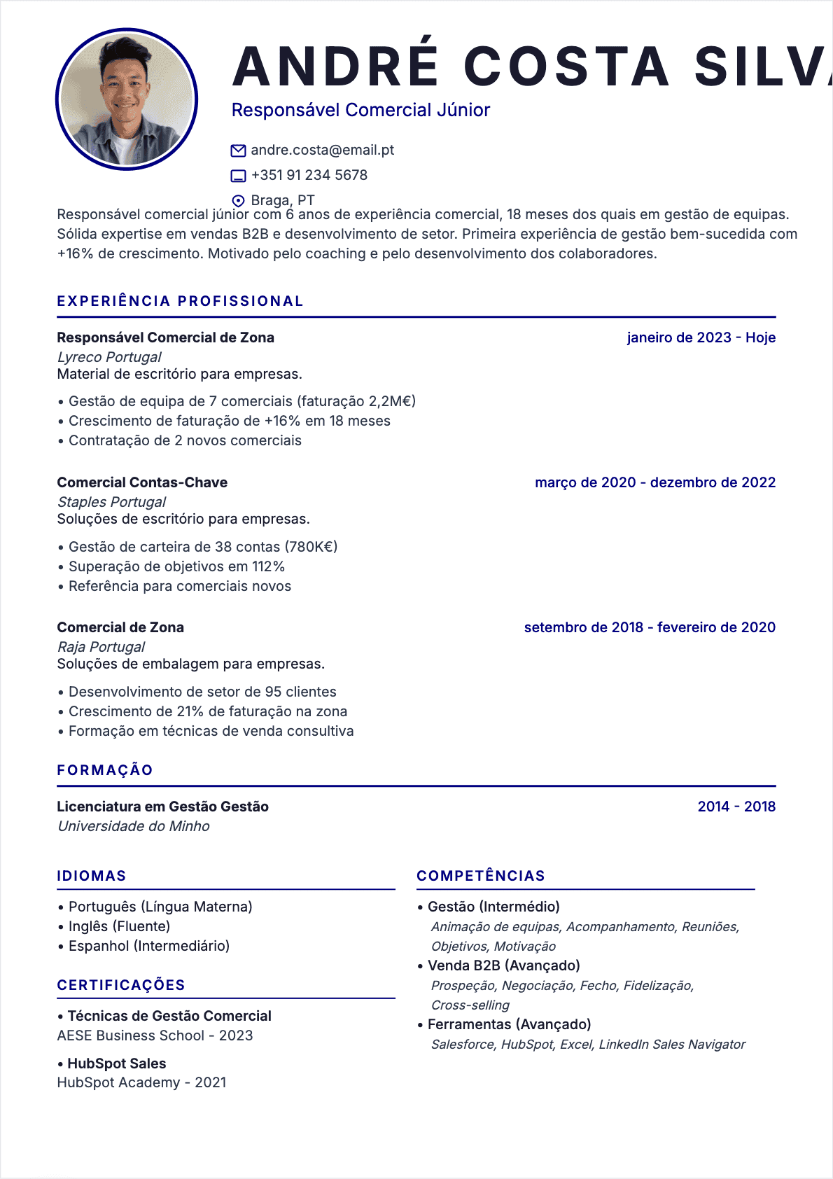 CV Gerente de Vendas Junior - CV Gerente de Vendas
