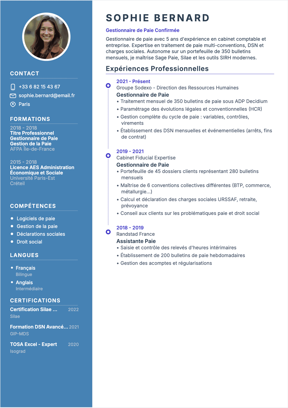 Payroll Manager Confirmé - CV Payroll Manager