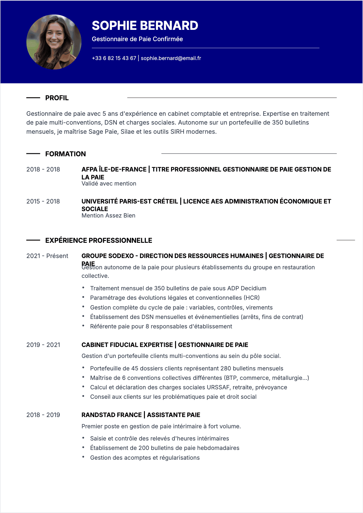 CV Payroll Manager Confirmé - CV Payroll Manager