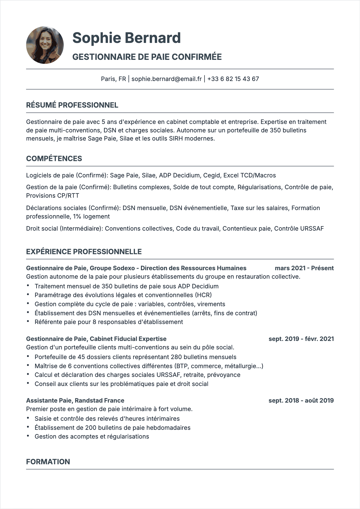 CV Payroll Manager Confirmé - CV Payroll Manager