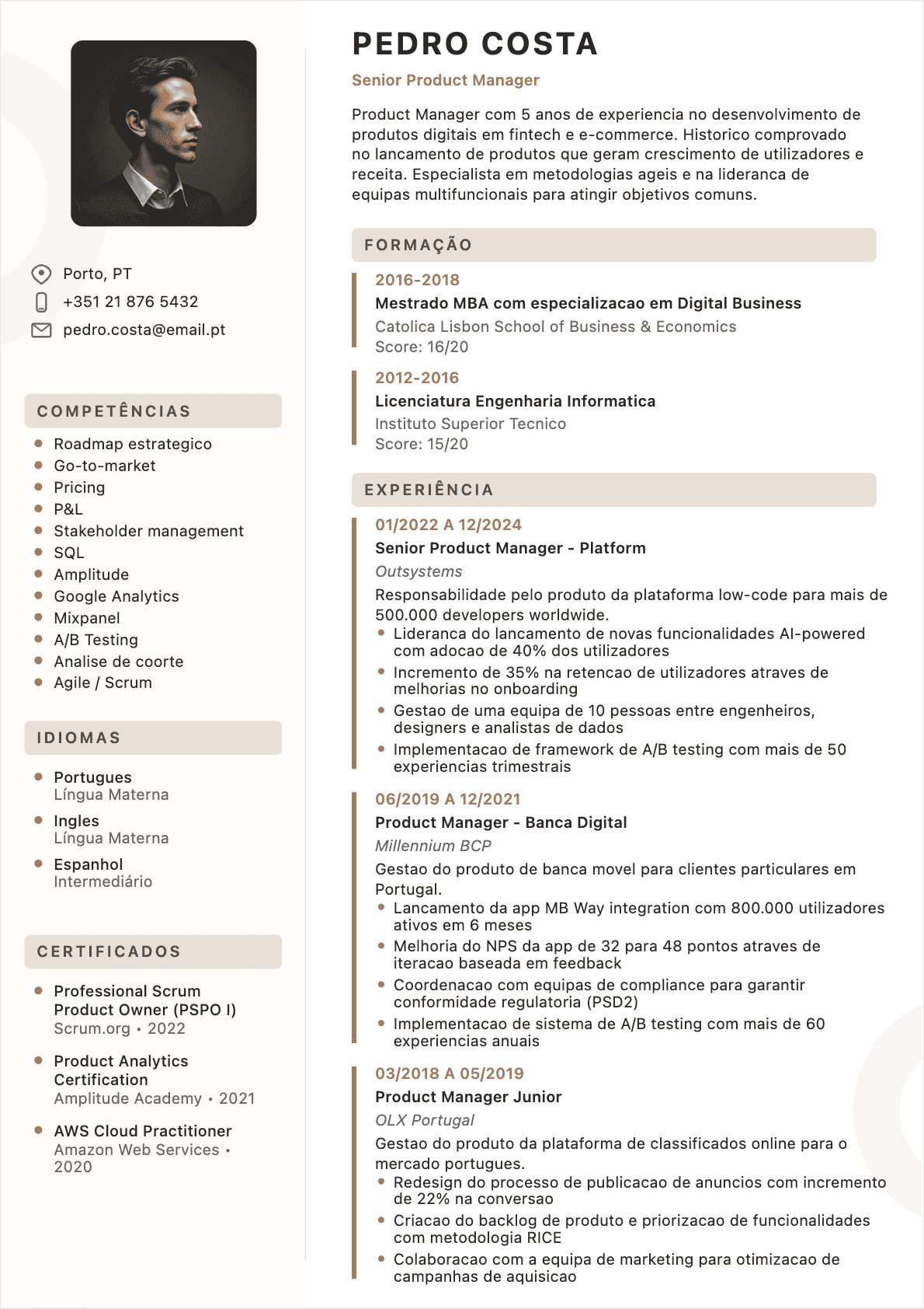 CV Gestor de produto Confirmé - CV Gestor de produto