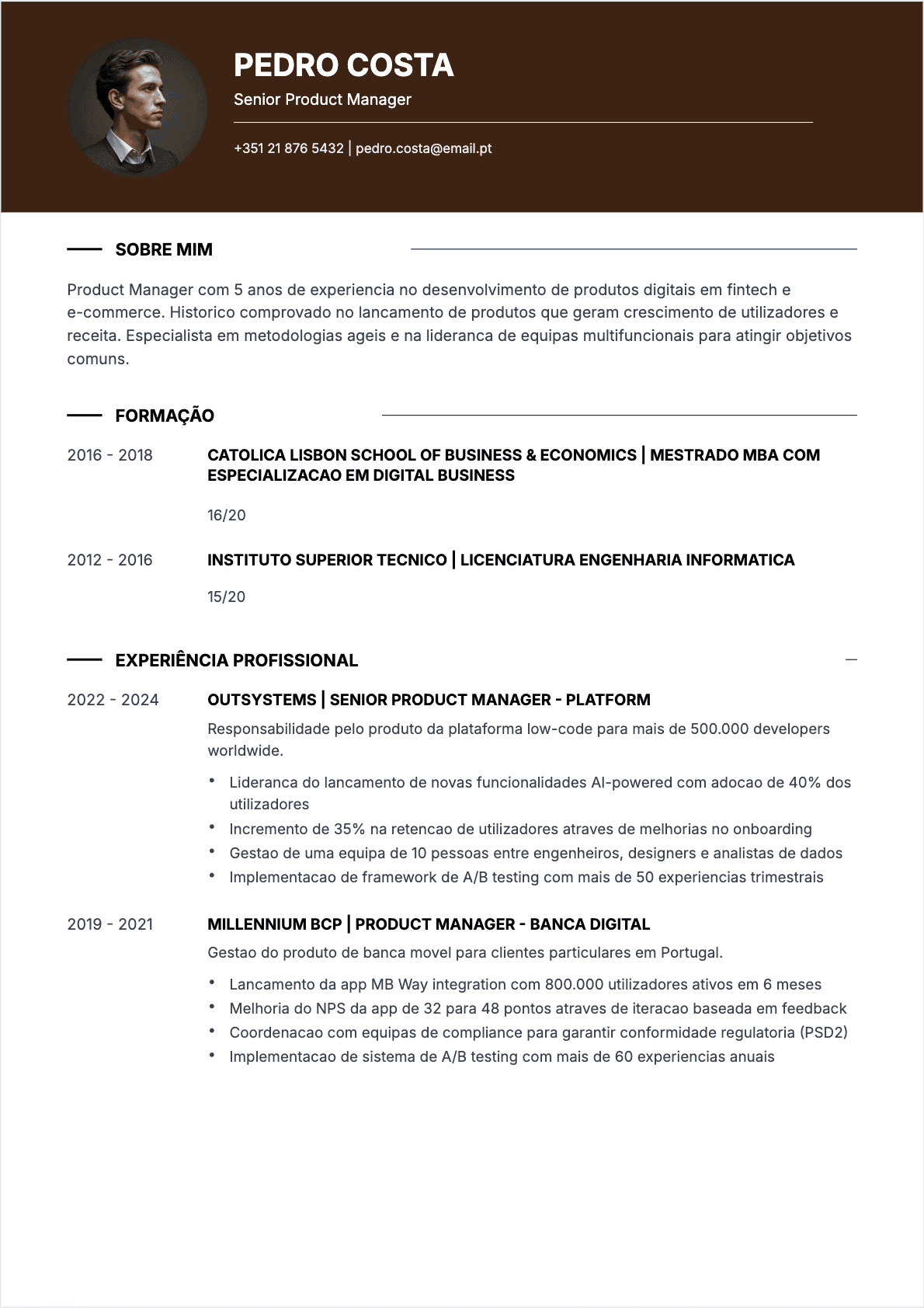 CV Gestor de produto Confirmé - CV Gestor de produto