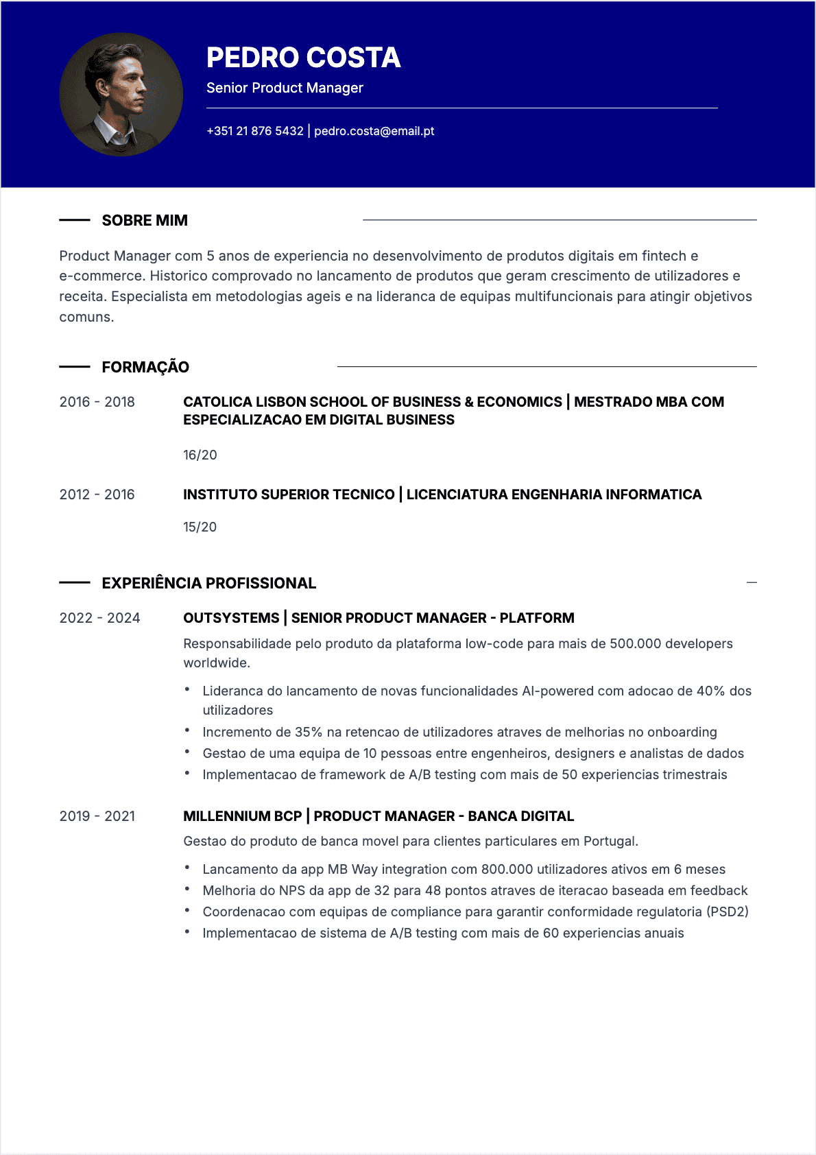 CV Gestor de produto Confirmé - CV Gestor de produto