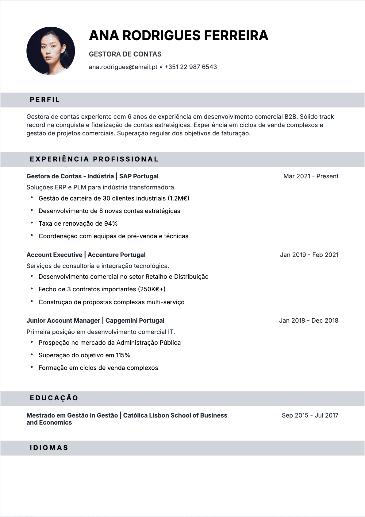 CV Gestor Negocios Confirmé - CV Gestor Negocios
