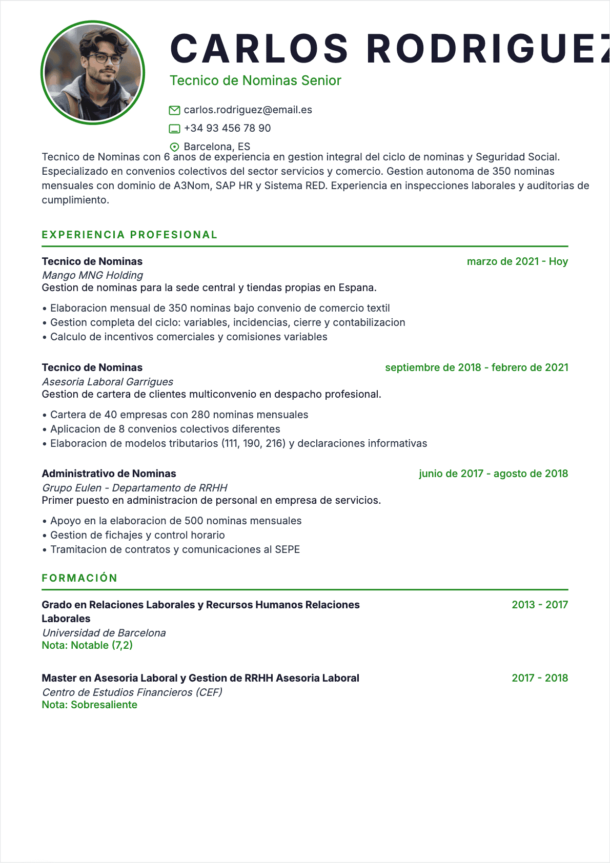 CV Payroll Manager Confirmé - CV Payroll Manager