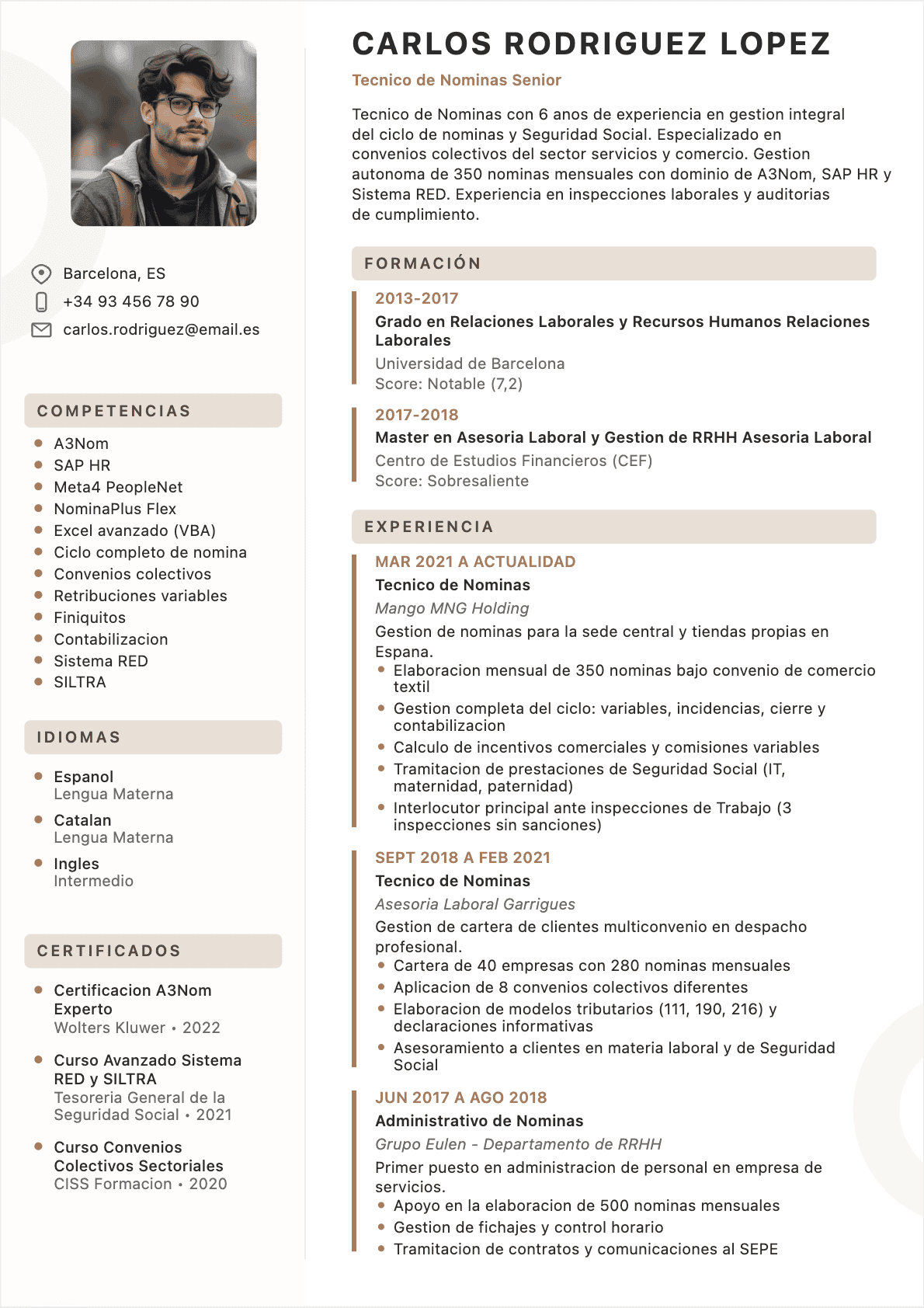 CV Payroll Manager Confirmé - CV Payroll Manager