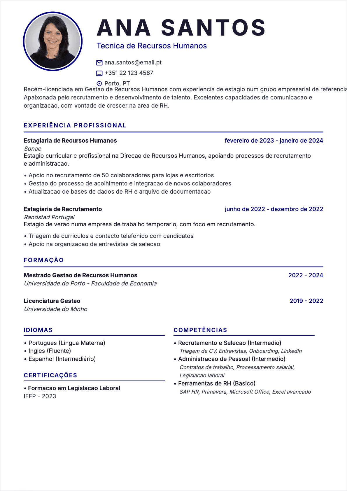 CV Gestor RH Junior - CV Gestor RH