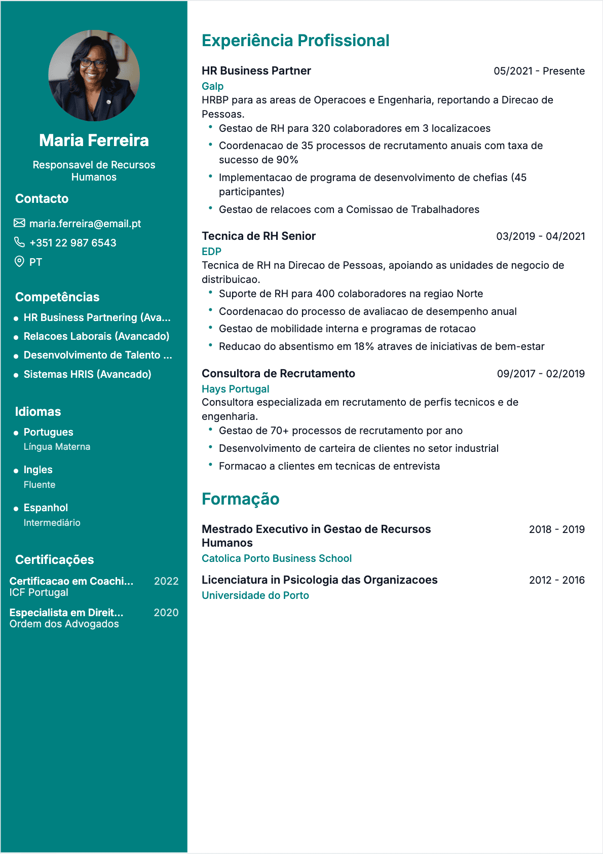 Gestor RH Confirmé - CV Gestor RH