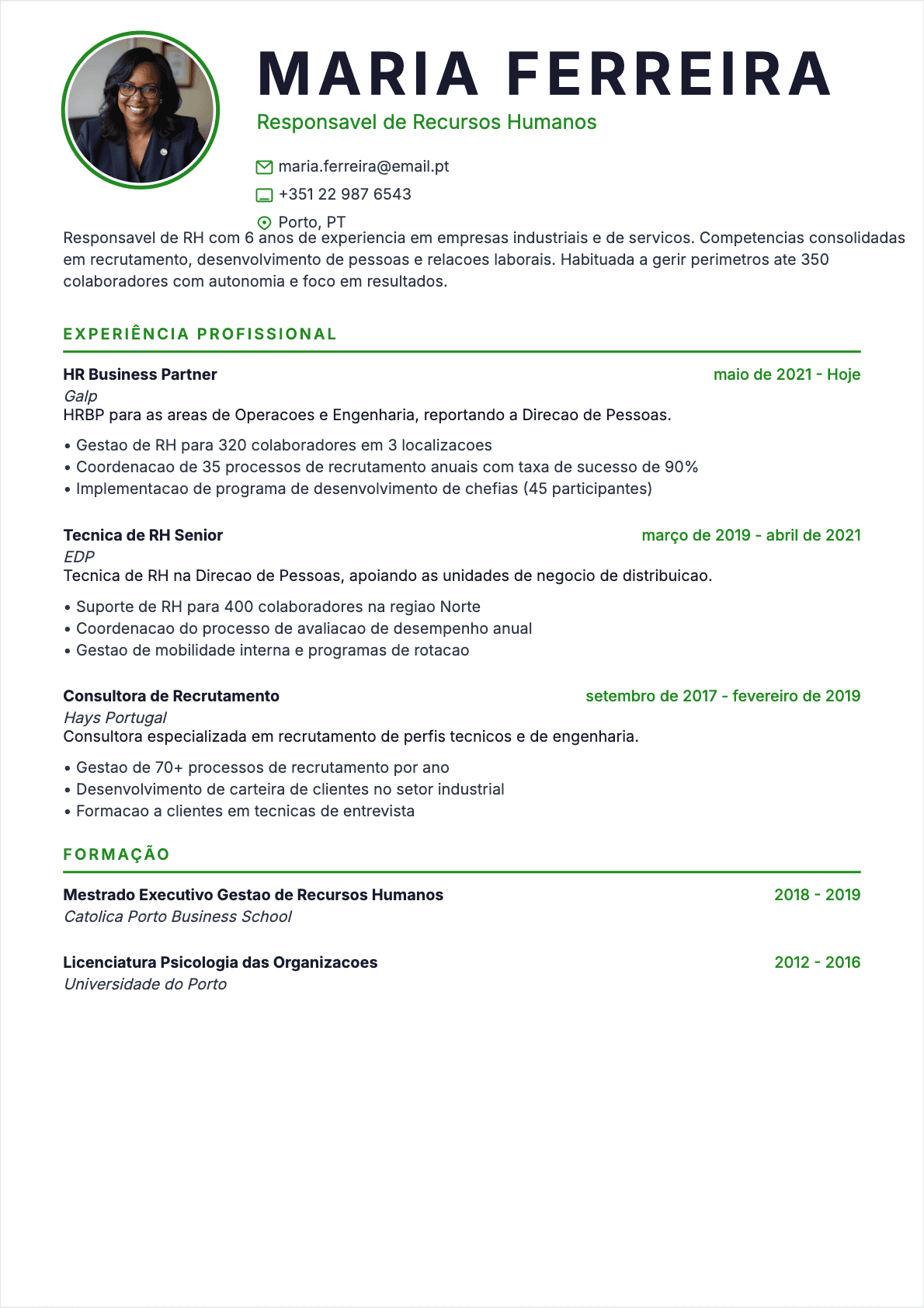 Gestor RH Confirmé - CV Gestor RH