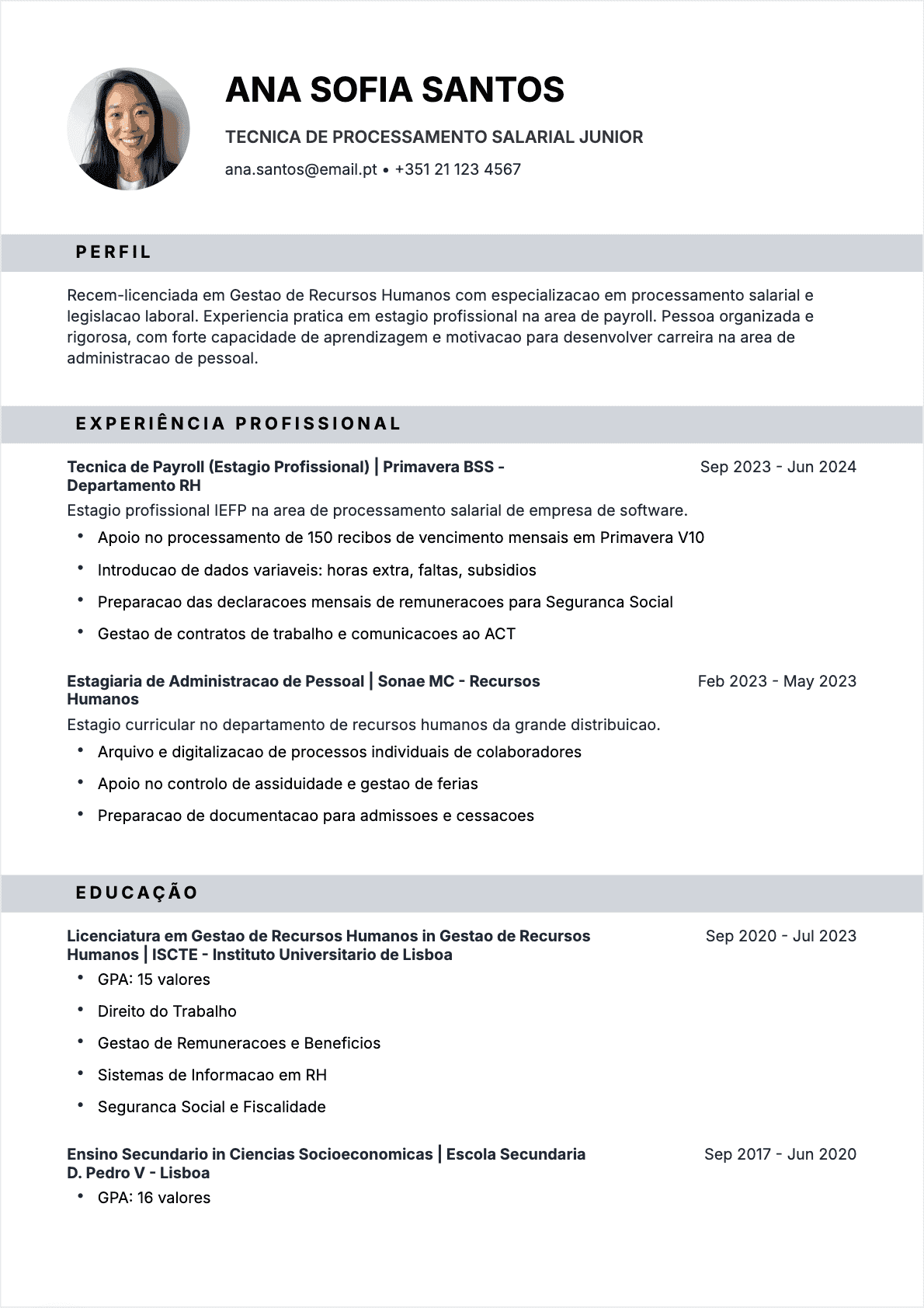 Gestor Salarios Junior - CV Gestor Salarios