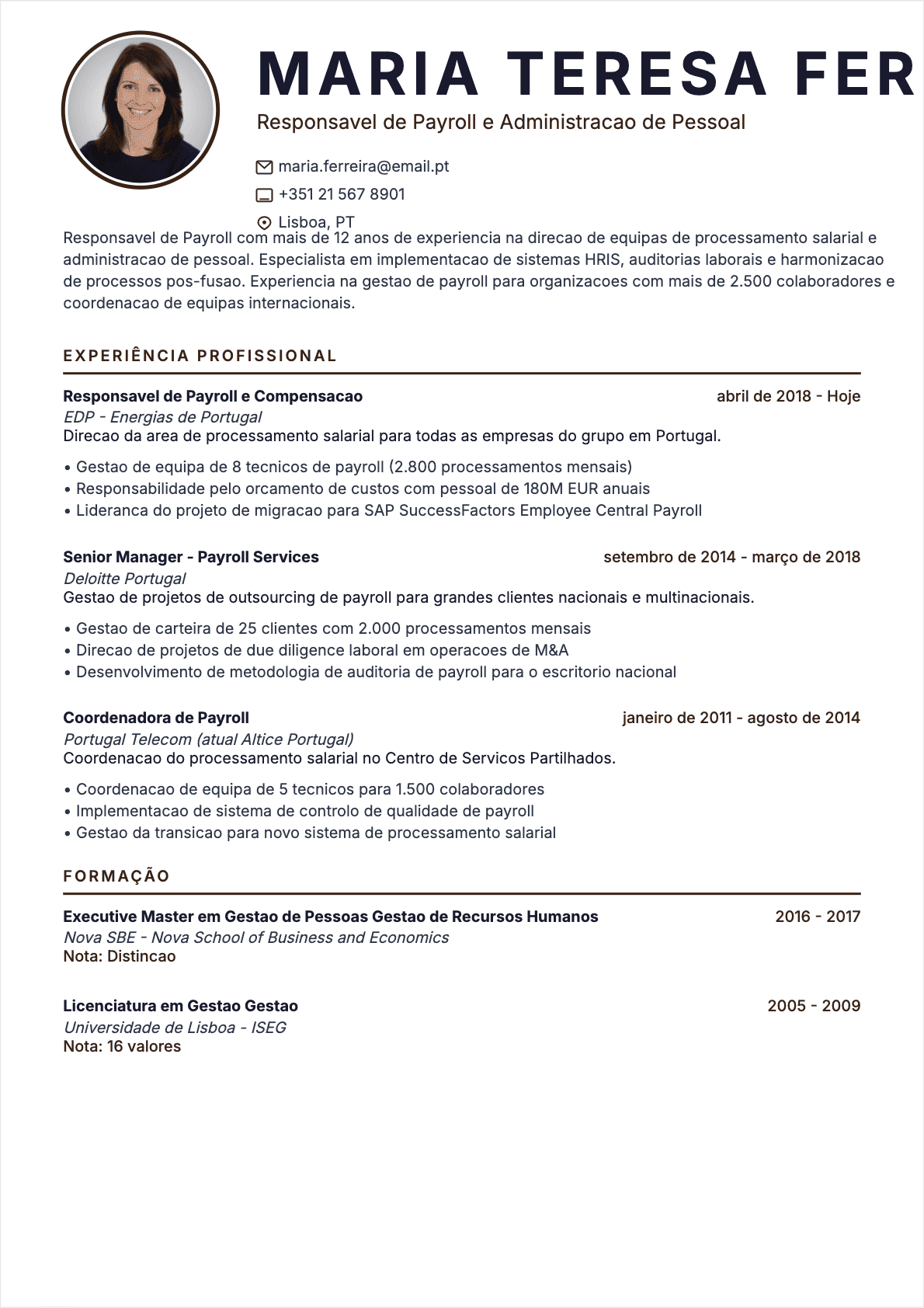 Gestor Salarios Senior - CV Gestor Salarios