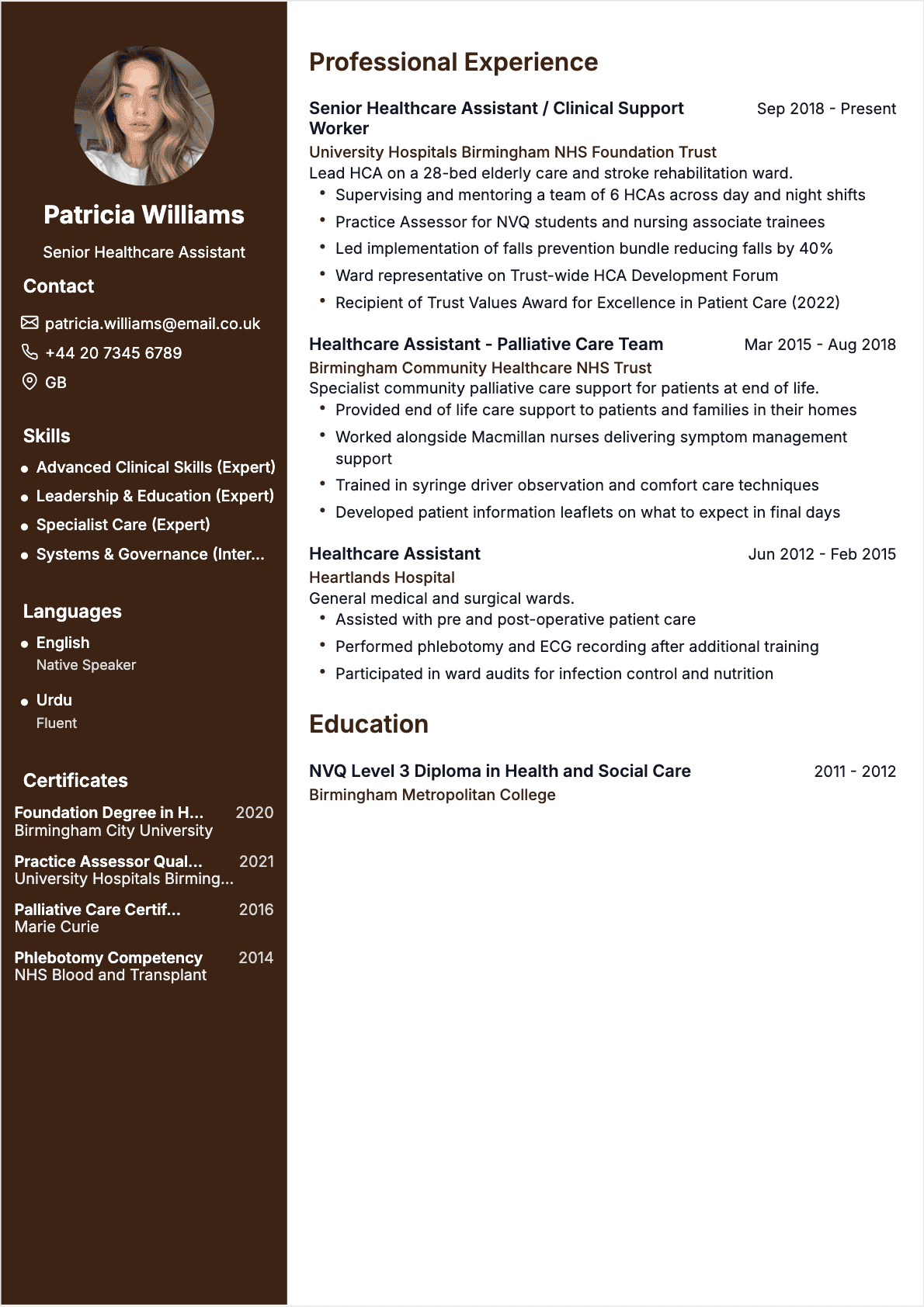 Resume Healthcare Assistant Senior - Healthcare Assistant Resume