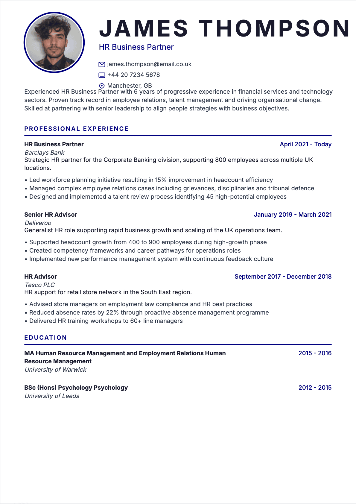 Resume HR Director Confirmé - HR Director Resume