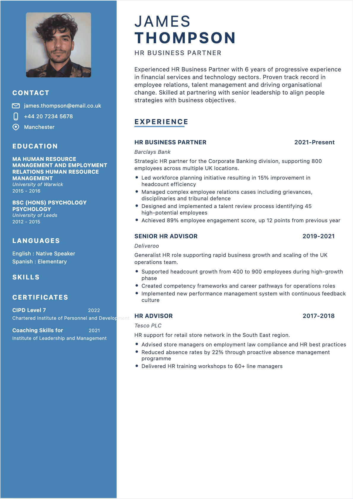Resume HR Director Confirmé - HR Director Resume