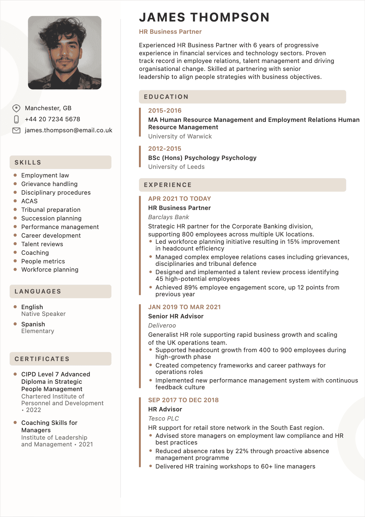 HR Director Confirmé - HR Director Resume