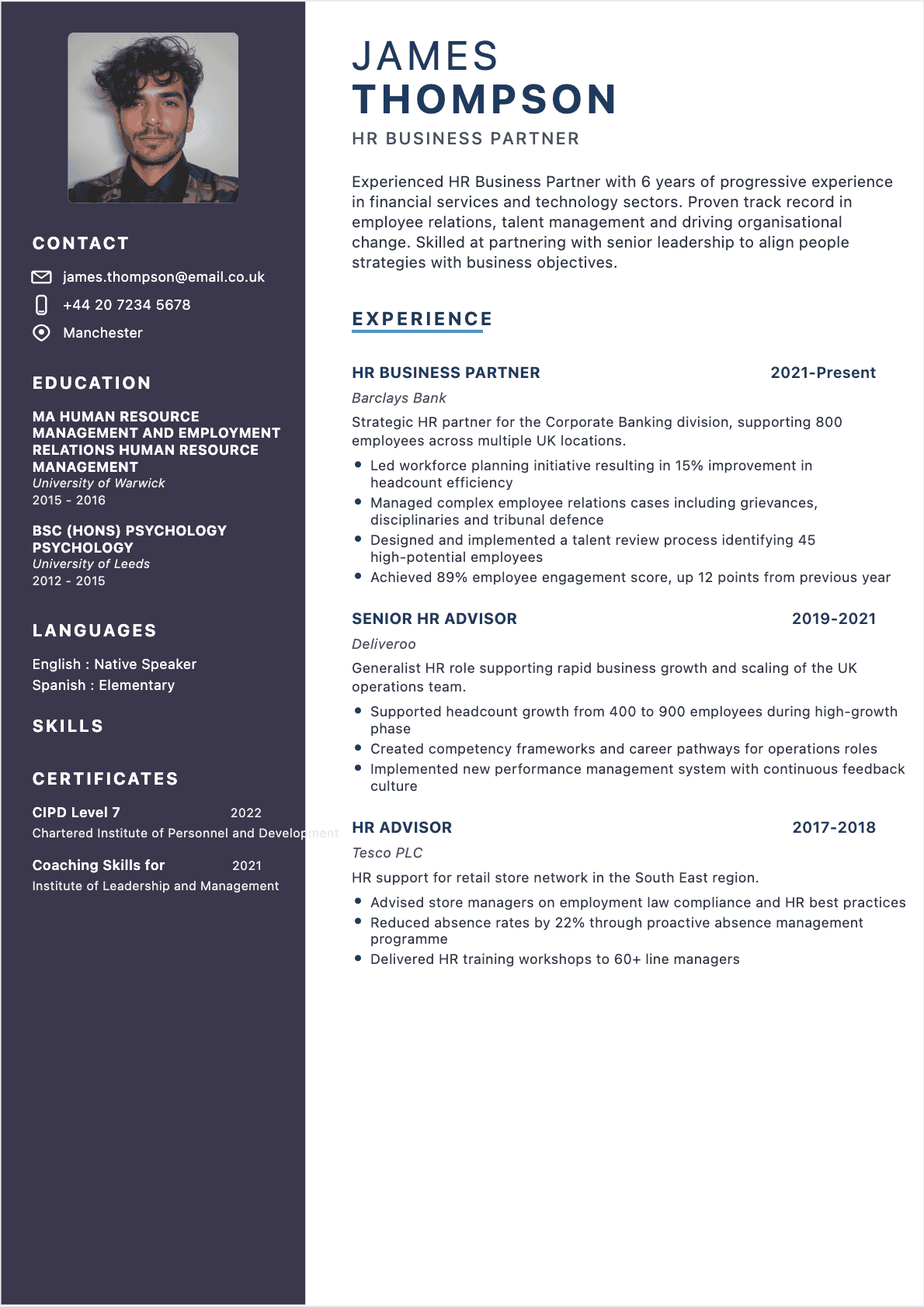 Resume HR Director Confirmé - HR Director Resume