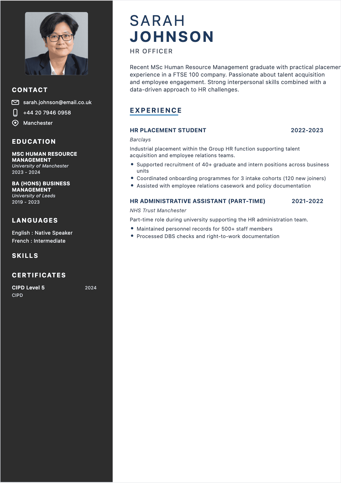 Resume HR Manager Junior - HR Manager Resume