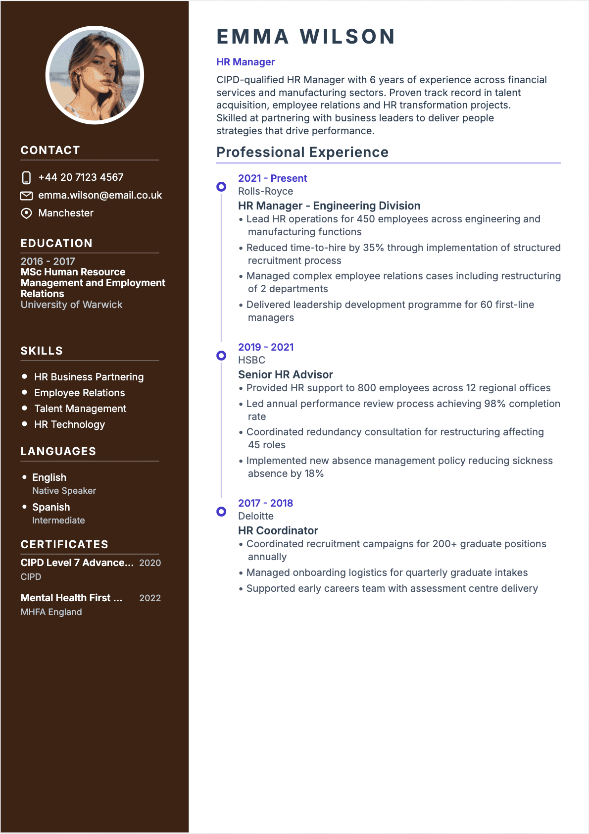 HR Manager Confirmé - HR Manager Resume