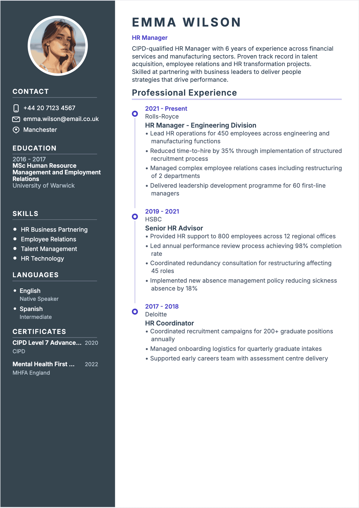 Resume HR Manager Confirmé - HR Manager Resume