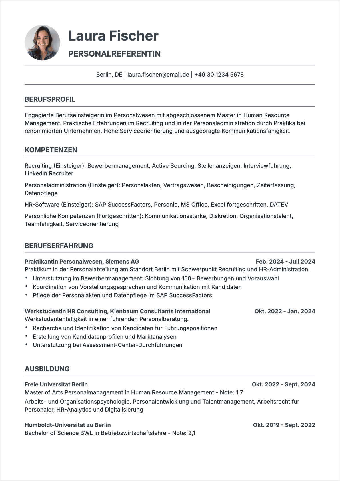 CV HR-Spezialist Junior - HR-Spezialist Lebenslauf